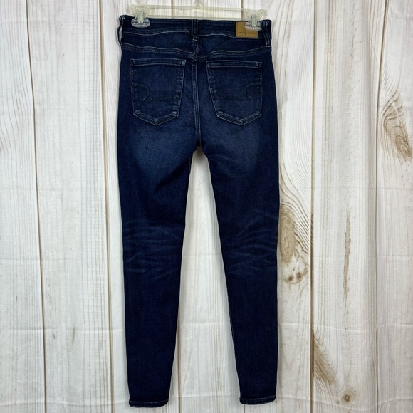 American Eagle AE Jeans Hi-Rise Jeggings Distressed Knees Blue Jeans Size 4S - Picture 2 of 14